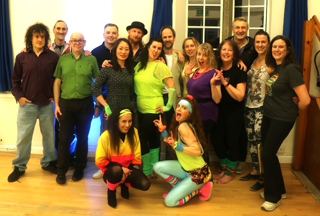 Rosa and Giles with some lovely students at the OnSalsa monthly themed class - the 80s